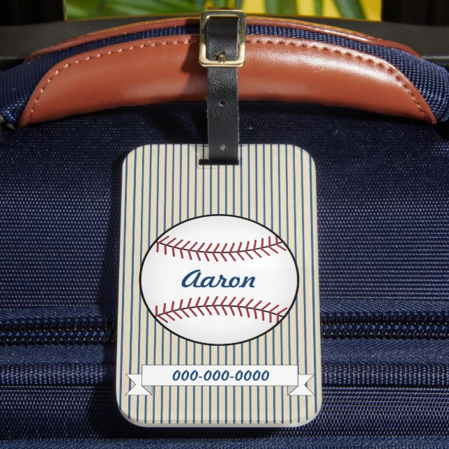 Personalisiertes Baseball-Sportgeschenk Gepäckanhänger (Vorderseite Insitu 2)