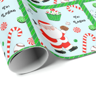Personalisiertes Baseball-Weihnachtsgeschenk Geschenkpapier
