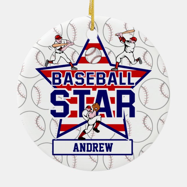 Personalisiertes Baseballsternenbanner - Keramikornament (Hinten)