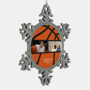Personalisiertes Basketball-Foto-Schneeflocken-Orn Schneeflocken Zinn-Ornament