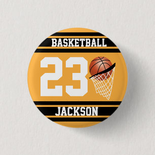 Personalisiertes Basketball Gold und Schwarz Button