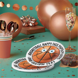 Personalisiertes Basketball Party BLAU EYES Happy  Pappteller