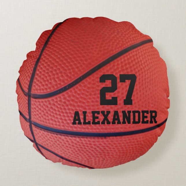 personalisiertes Basketballsportteam Rundes Kissen (Vorderseite)