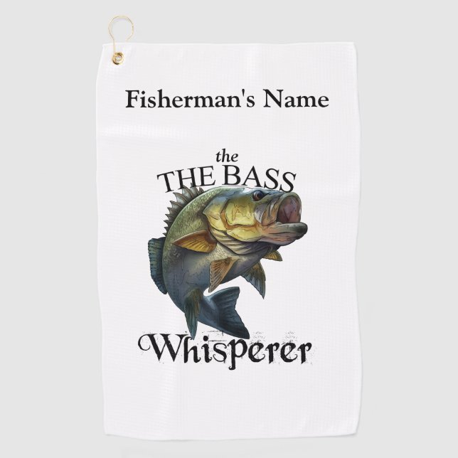 Personalisiertes Bass Whisperer Leichtfanghuch Golfhandtuch (Vorderseite)