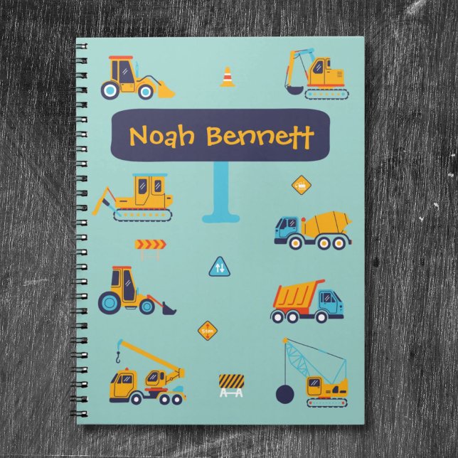 Personalisiertes Baukastensystem für Boys Notizblock (Personalized Construction Truck Notebook for Boys
)