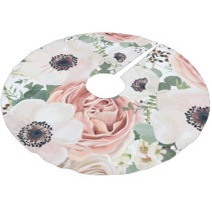 Personalisiertes Baumrock Geometric Garden Rose An Polyester Weihnachtsbaumdecke