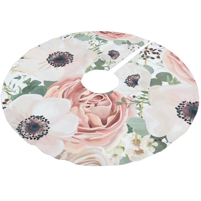 Personalisiertes Baumrock Geometric Garden Rose An Polyester Weihnachtsbaumdecke (Schrägansicht)