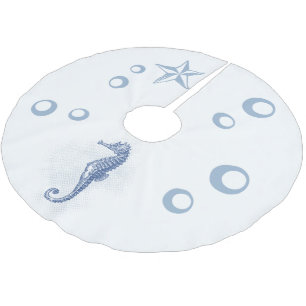 Personalisiertes Baumrock-Seepferd Ocean Beach Wat Polyester Weihnachtsbaumdecke