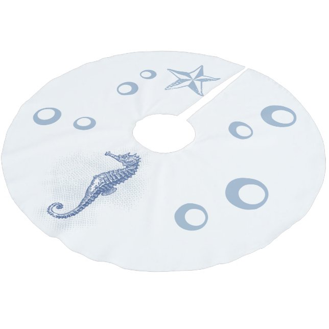 Personalisiertes Baumrock-Seepferd Ocean Beach Wat Polyester Weihnachtsbaumdecke (Schrägansicht)