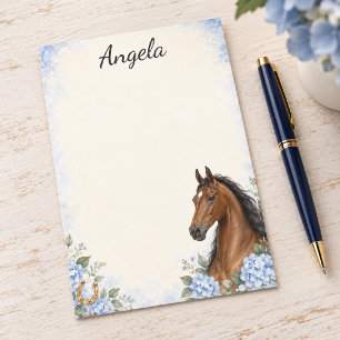 Personalisiertes Bay Saddlebred Blaue Hortensie Post-it Klebezettel