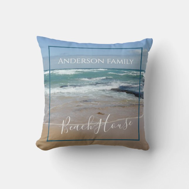 Personalisiertes Beach House Außenwirbelkissen Kissen (Vorderseite)