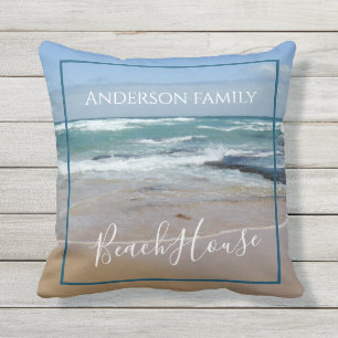 Personalisiertes Beach House Außenwirbelkissen Kissen