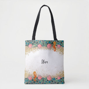 Personalisiertes Beach Sea Life Glas Themengrenze Tasche