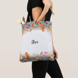 Personalisiertes Beach Sea Life Glas Themengrenze Tasche