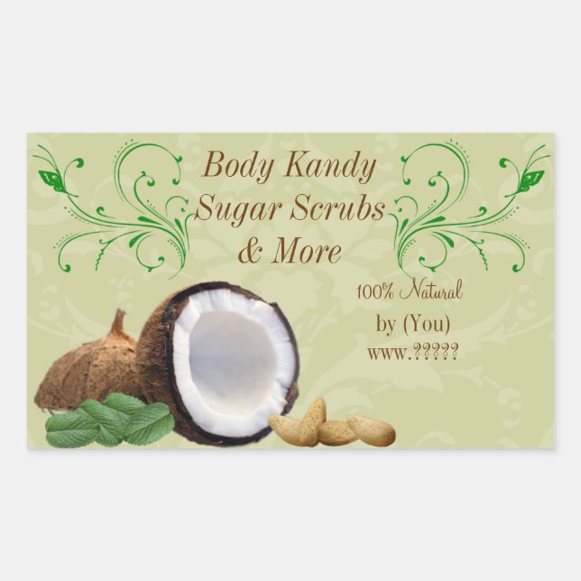 Personalisiertes Beauty Business-Coconut-Scroll-La Rechteckiger Aufkleber (Vorderseite)
