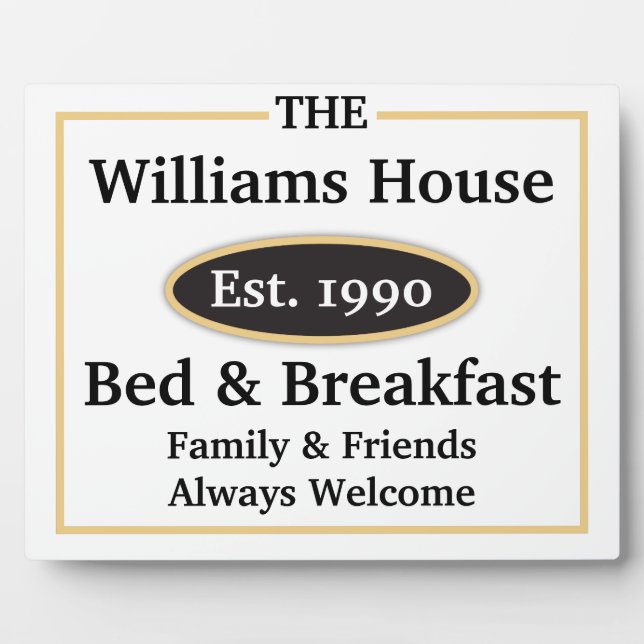 Personalisiertes Bed & Breakfast - Weiß Fotoplatte (Vorderseite)