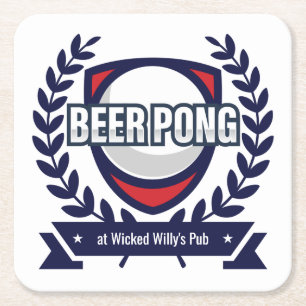 Personalisiertes Beer-Pong-Logo Rechteckiger Pappuntersetzer