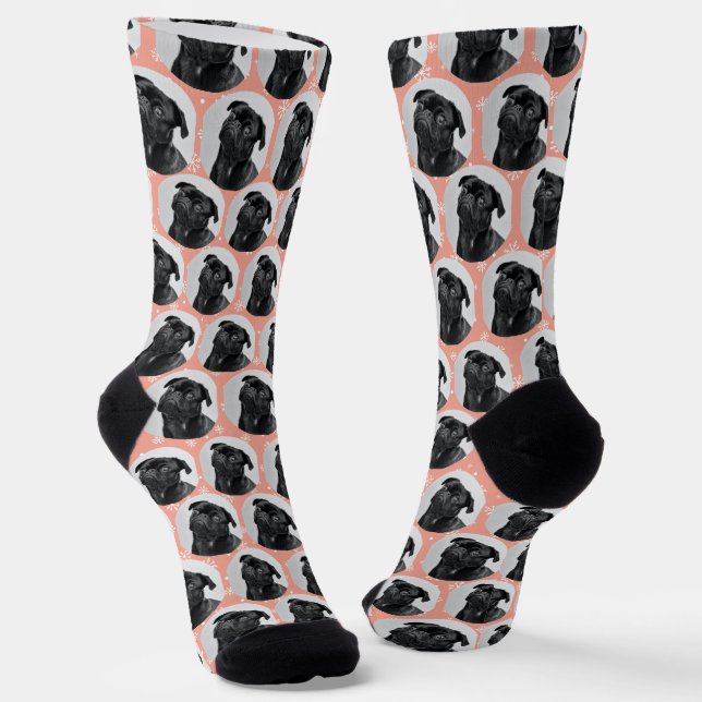 Personalisiertes Begleiter Foto Weihnachtsmuster Socken (Gewinkelt)