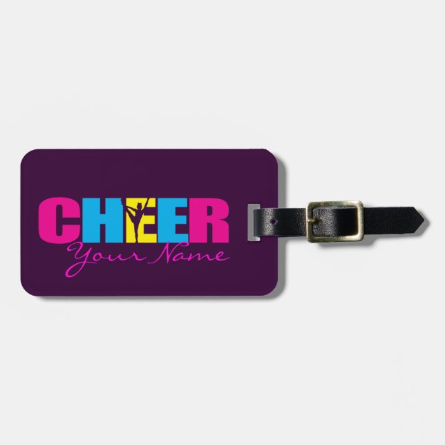 Personalisiertes Beifall Cheerleading lila Gepäckanhänger (Vorderseite horizontal)