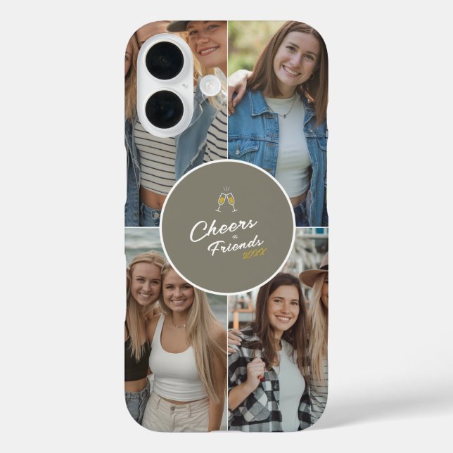 Personalisiertes Beifall für Freunde 4 FotoCollage iPhone 16 Hülle (Rückseite)