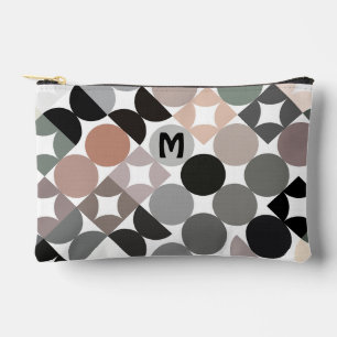 Personalisiertes Beige Grau Schwarz Abstraktes Kun Zubehörtasche