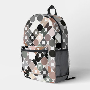 Personalisiertes Beige Grün Grau Schwarz Midcentur Bedruckter Rucksack