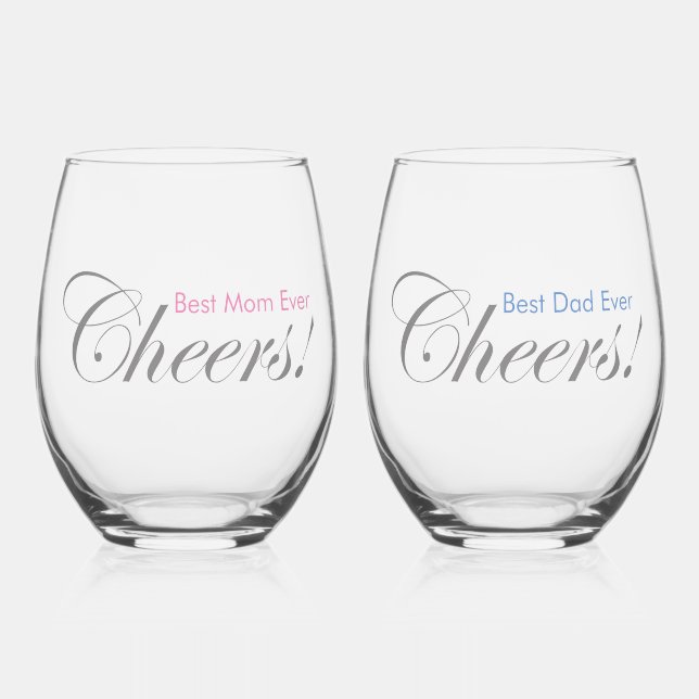 Personalisiertes Beileid! Beste Mama und Vater Eve Weinglas Ohne Stiel (Vorderseite)