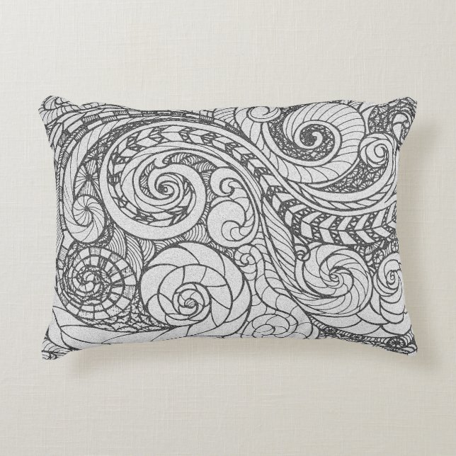 Personalisiertes, belebtes Kunstdoodle Design Akze Dekokissen (Vorderseite)