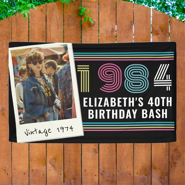 Personalisiertes beliebiges Vintages Foto Geburtst Banner (Von Creator hochgeladen)