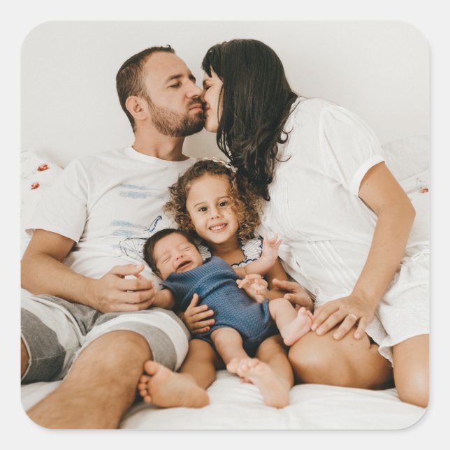 Personalisiertes benutzerdefiniertes Foto Quadratischer Aufkleber (Vorderseite)