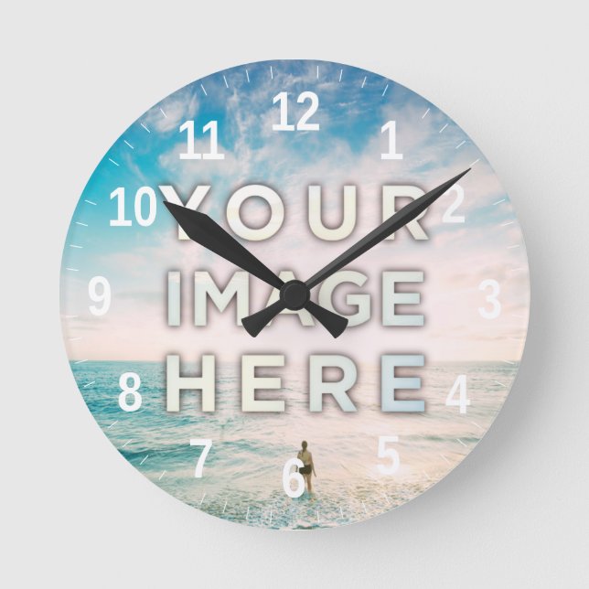 Personalisiertes benutzerdefiniertes Foto Runde Wanduhr (Vorderseite)