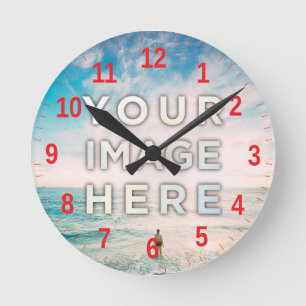 Personalisiertes benutzerdefiniertes Foto Runde Wanduhr