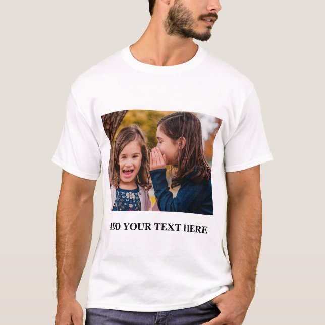 Personalisiertes benutzerdefiniertes Foto und Text T-Shirt (Vorderseite)
