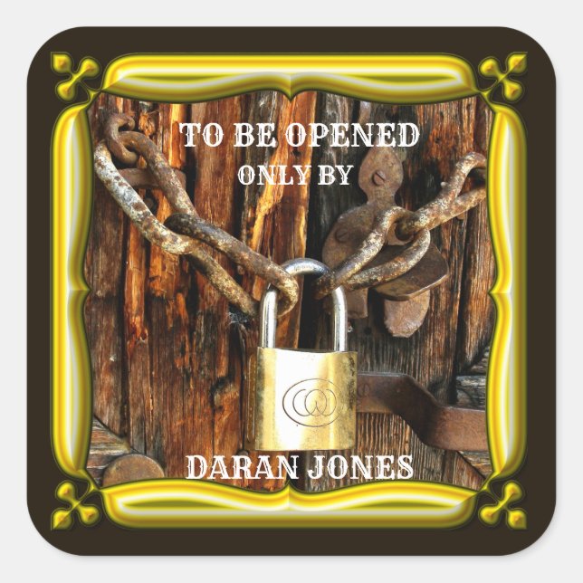 Personalisiertes benutzerdefiniertes TextSchloss u Quadratischer Aufkleber (Vorderseite)