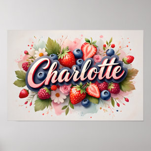 Personalisiertes Berry Floral Name Poster "Charlot