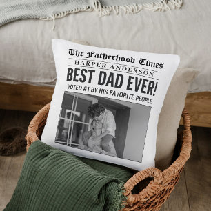 Personalisiertes Best Dad Ever Zeitungsfoto-Kissen Kissen