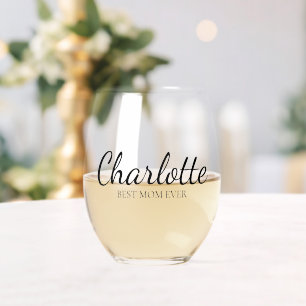 Personalisiertes Best Mom Ever Schriftmonogramm Weinglas Ohne Stiel