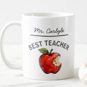 Personalisiertes BEST TEACHER Name Apple Geschenk Kaffeetasse