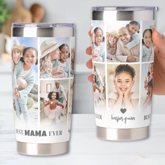 Personalisiertes Beste Mama Foto-Collage Mutter Thermobecher (Personalized Best Mama Photo Collage Mother Insulated Tumbler)