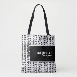 Personalisiertes bestes Leben je Schwarz-Weiß-Tasc Tasche