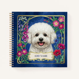 Personalisiertes Bichon Frise Blaues Notizbuch