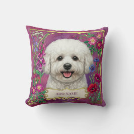 Personalisiertes Bichon Frise Rosa Blumenkissen Kissen