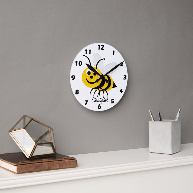 Personalisiertes Bienendesign Runde Wanduhr (Büro)