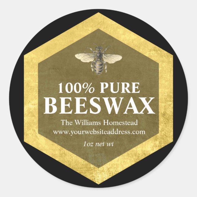 Personalisiertes Bienenwachs-Etikett mit Apioname Runder Aufkleber (Vorderseite)