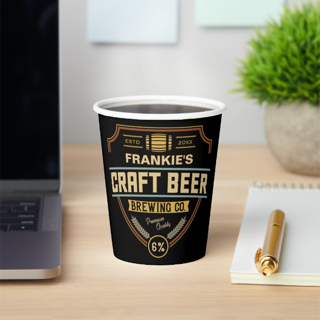 Personalisiertes Bieretikett Brauunternehmen Bar Pappbecher (InSitu)
