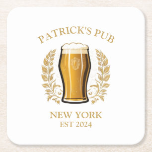 Personalisiertes Bierglas mit Individuelle Name Rechteckiger Pappuntersetzer