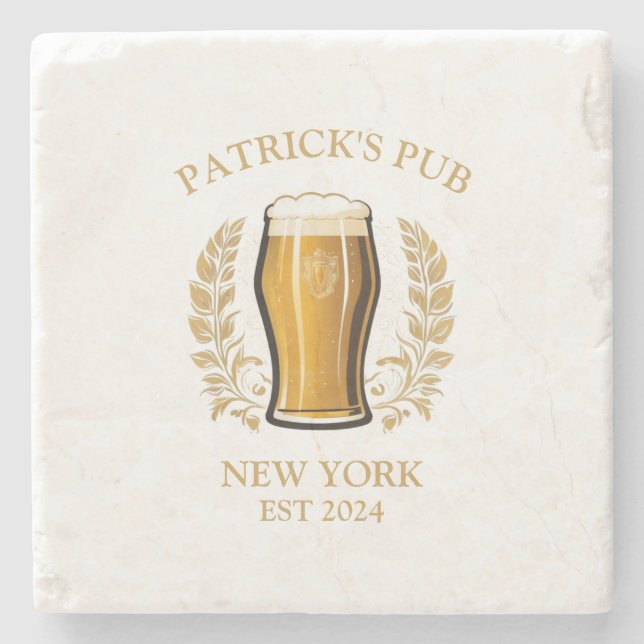 Personalisiertes Bierglas mit Individuelle Name Steinuntersetzer (Vorderseite)