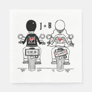 Personalisiertes Biker-Hochzeitspapier Serviette