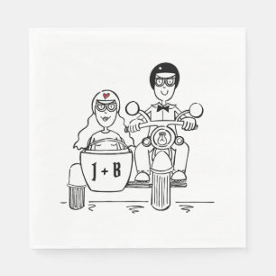 Personalisiertes Biker-Hochzeitspapier Serviette