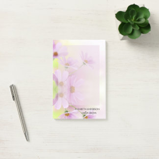 Personalisiertes Bild & rosa Wasserfarben-Blume Post-it Klebezettel